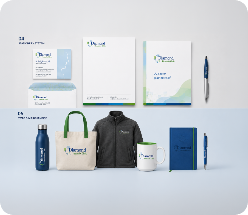 Diamond Headache Clinic Brand System work sample